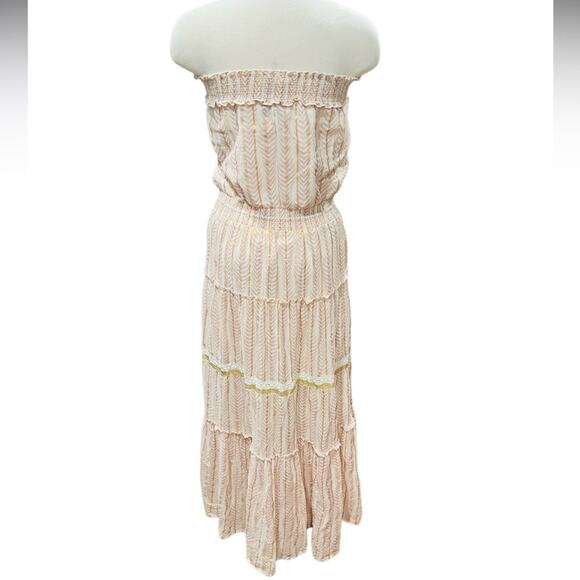 Venus Maxi Dress Multicolor Metallic Striped Embroidered Strapless Size L NWOT - Picture 9 of 10